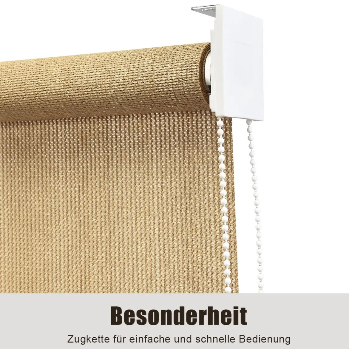 Abdunkelungsrollo Außenjalousie mit UV-Schutz Rolljalousie mit Sonnenschutz 121x181 cm Beige