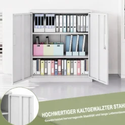 Abschließbarer Aktenschrank mit Doppeltür & 2 Verstellbaren Regalen Metallschrank