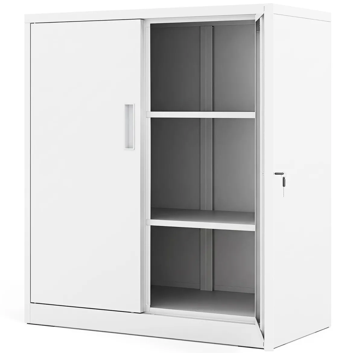 Abschließbarer Aktenschrank mit Doppeltür & 2 Verstellbaren Regalen Metallschrank