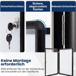 Abschließbarer Schaukasten Infokasten mit Magnetische und Beschreibbare Rückwand 60 x 45 cm