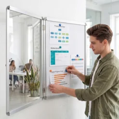 Abschließbarer Schaukasten Infokasten mit Magnetische und Beschreibbare Rückwand 60 x 45 cm