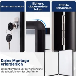 Abschließbarer Schaukasten Infokasten mit Magnetische und Beschreibbare Rückwand 90 x 65 cm