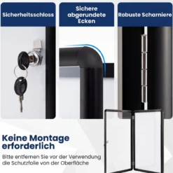 Abschließbarer Schaukasten Infokasten mit Magnetische und Beschreibbare Rückwand 84 x 54 cm