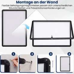 Abschließbarer Schaukasten Infokasten mit Magnetische und Beschreibbare Rückwand 84 x 54 cm