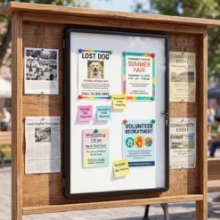 Abschließbarer Schaukasten Infokasten mit Magnetische und Beschreibbare Rückwand 84 x 54 cm