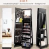 Abschließbarer Schmuckschrank mit Integriertem Schminkspiegel Verstellbaren Ablagen & Stauraum Schwarz