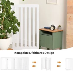 Absperrgitter Hunde 89cm Hoch 4 Paneelen Schutzgitter Holz Kklappbar Weiß