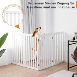 Absperrgitter Hunde 89cm Hoch 4 Paneelen Schutzgitter Holz Kklappbar Weiß