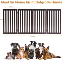 Absperrgitter Hunde 89cm Hoch 4 Paneelen Schutzgitter Holz Klappbar Braun