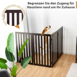Absperrgitter Hunde 89cm Hoch 4 Paneelen Schutzgitter Holz Klappbar Braun