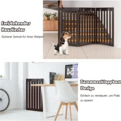 Absperrgitter Hunde 89cm Hoch Schutzgitter Holz Klappbar Türschutzgitter Braun
