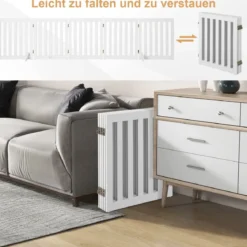 Absperrgitter Hunde 60cm Hoch Schutzgitter Holz Kindergitter klappbar Treppengitter Weiß (5 Paneelen)