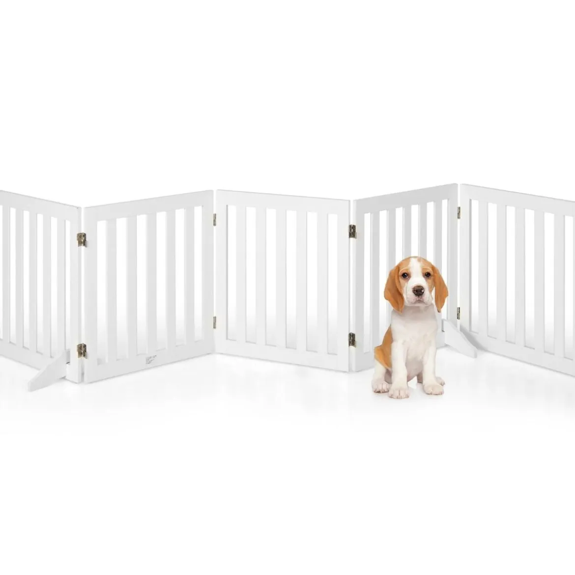 Absperrgitter Hunde 60cm Hoch Schutzgitter Holz Kindergitter klappbar Treppengitter Weiß (5 Paneelen)