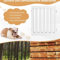 Absperrgitter Hunde 60cm Hoch Schutzgitter Holz Kindergitter klappbar Treppengitter Weiß (5 Paneelen)
