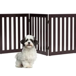Absperrgitter Hunde 60cm Hoch Schutzgitter Holz Klappbar 3 Paneelen Braun