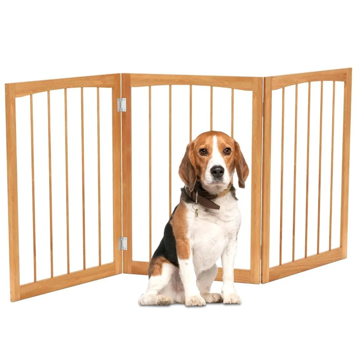 Absperrgitter Hunde 3-teilig Schutzgitter Holz Treppengitter 76cm Hoch Hundeabsperrgitter klappbar Hundegitter Türschutzgitter Natur