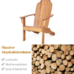 Adirondack-Gartenstuhl Gartensessel Gartenmöbel für den Terrasse Weiß/Natur/Grau