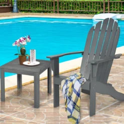 Adirondack-Gartenstuhl Gartensessel Gartenmöbel für den Terrasse Weiß/Natur/Grau