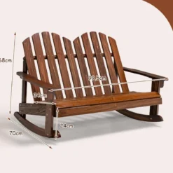 Adirondack-Schaukelstuhl für Kinder 2-Sitzer Gartensessel aus Holz 99,5 x 70 x 68 cm Braun