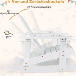 Adirondack-Schaukelstuhl für Kinder Gartensessel aus Holz 50,5 x 69 x 60 cm Weiß
