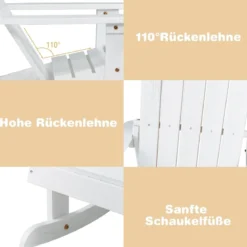 Adirondack-Schaukelstuhl für Kinder Gartensessel aus Holz 50,5 x 69 x 60 cm Weiß