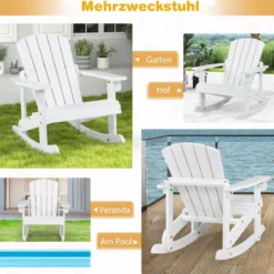 Adirondack-Schaukelstuhl für Kinder Gartensessel aus Holz 50,5 x 69 x 60 cm Weiß