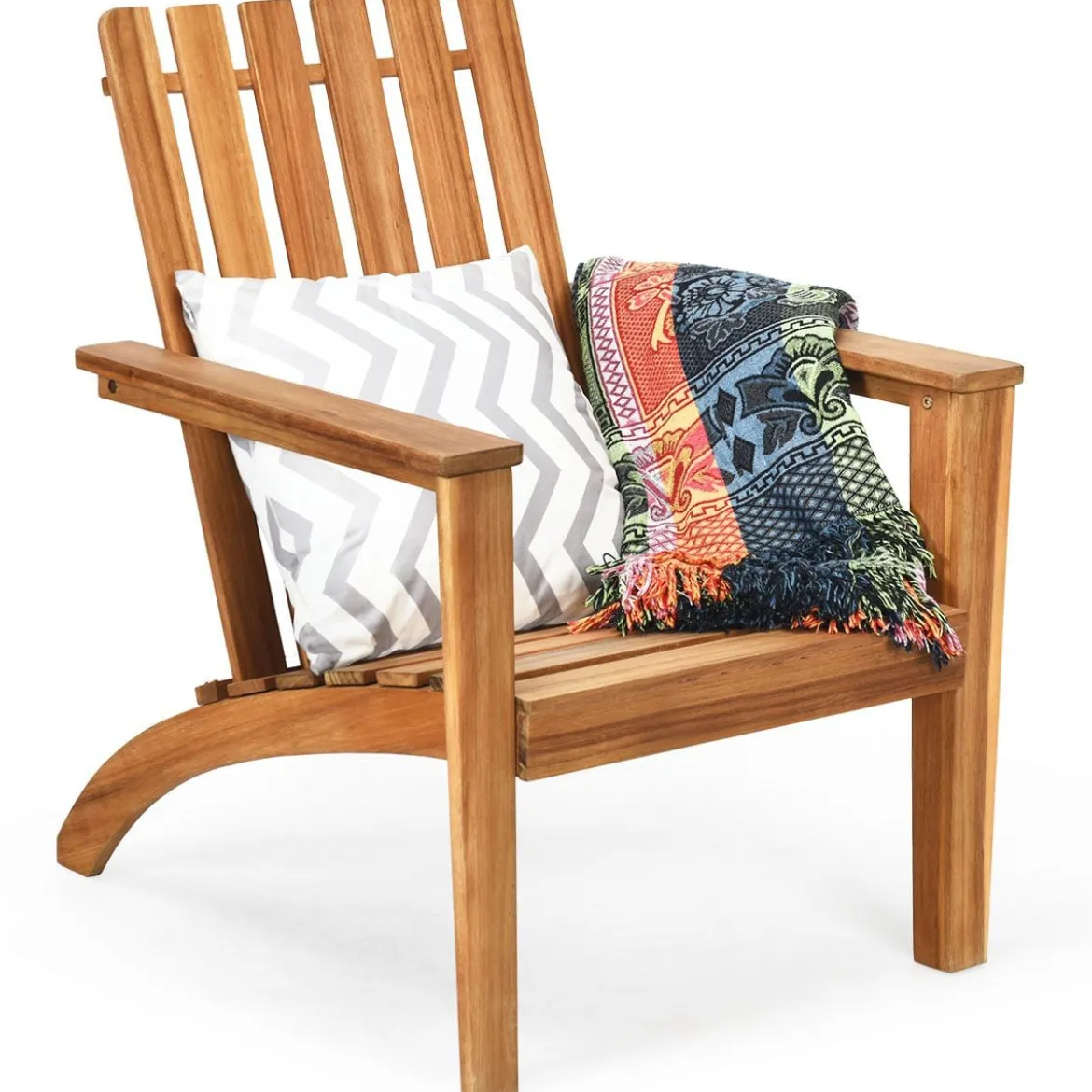 Adirondack Stuhl Adirondack Chair aus Akazienholz Gartensessel bis 160 kg Weiß/Grau/Natur