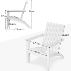 Adirondack Stuhl Adirondack Chair aus Akazienholz Gartensessel bis 160 kg Weiß/Grau/Natur