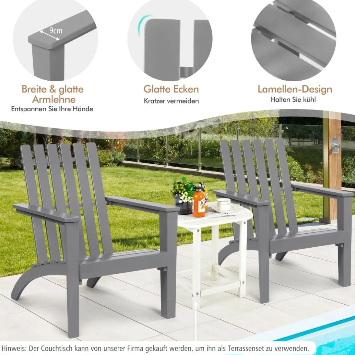 Adirondack Stuhl Adirondack Chair aus Akazienholz Gartensessel bis 160 kg Weiß/Grau/Natur