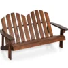 Adirondack-Stuhl für Kinder 2-Sitzer Adirondack Chair aus Holz Braun 99 x 51 x 56,5 cm