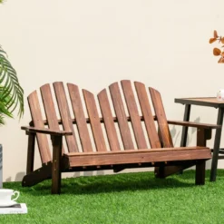 Adirondack-Stuhl für Kinder 2-Sitzer Adirondack Chair aus Holz Braun 99 x 51 x 56,5 cm