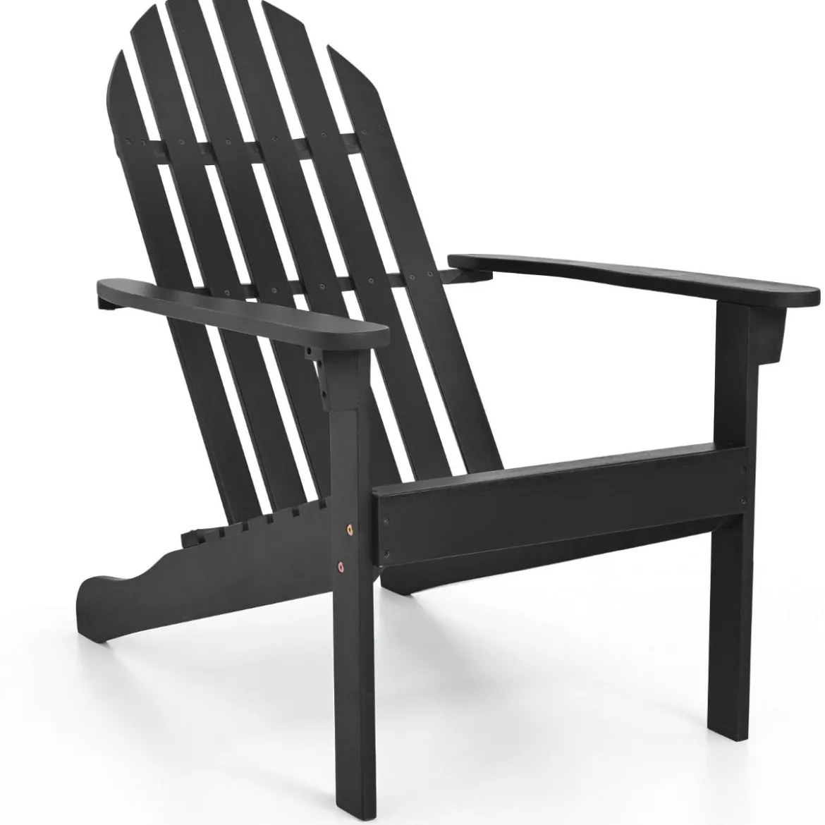 Adirondack Stuhl Gartenstuhl aus Akazienholz mit geneigtem Sitz & hoher Rückenlehne Schwarz