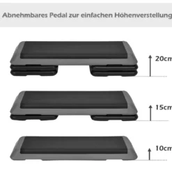 Aerobic Steppbrett Fitness Stepper Stepbench höhenverstellbar Stepper Board Grau
