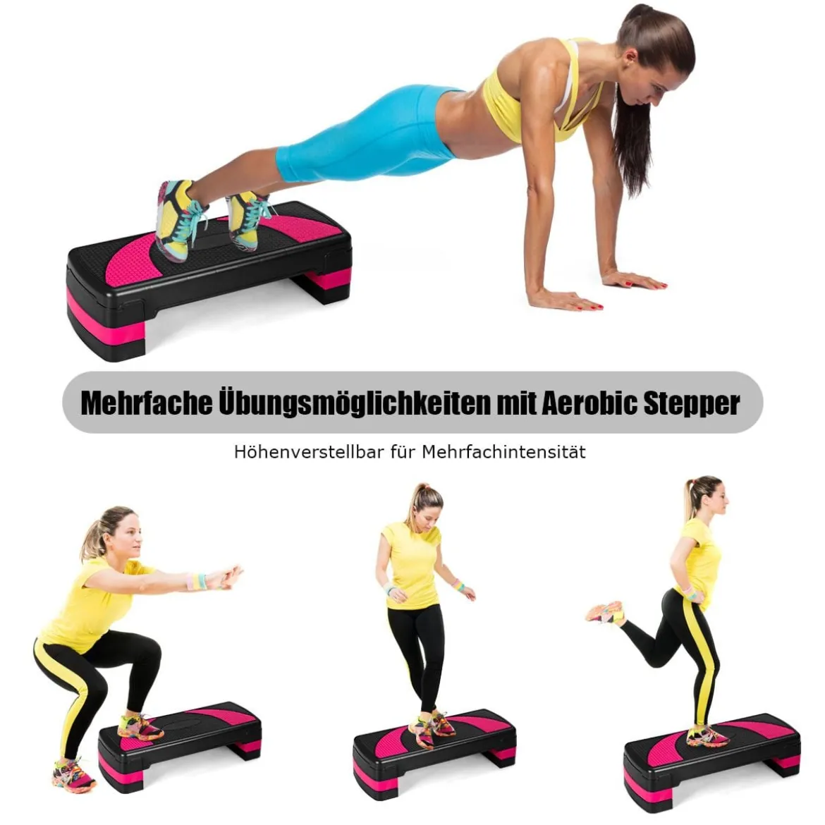 Aerobic Stepper Höhenverstellbarer Steppbr mit 3 Stufen Stepper 250kg belastbar