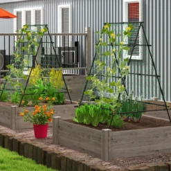A-förmige Gurke Rankhilfe mit Gartennetz & Pflanzenclips Metall Pflanzenhalter Rankgitter