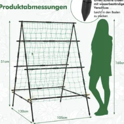 A-förmige Gurke Rankhilfe mit Gartennetz & Pflanzenclips Metall Pflanzenhalter Rankgitter
