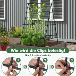 A-förmige Gurke Rankhilfe mit Gartennetz & Pflanzenclips Metall Pflanzenhalter Rankgitter