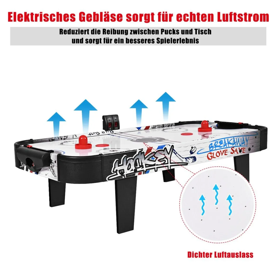 Air-Hockey-Set 42 Zoll Mini-Tisch für Air Hockey mit Elektronischem LED-Punktezähler