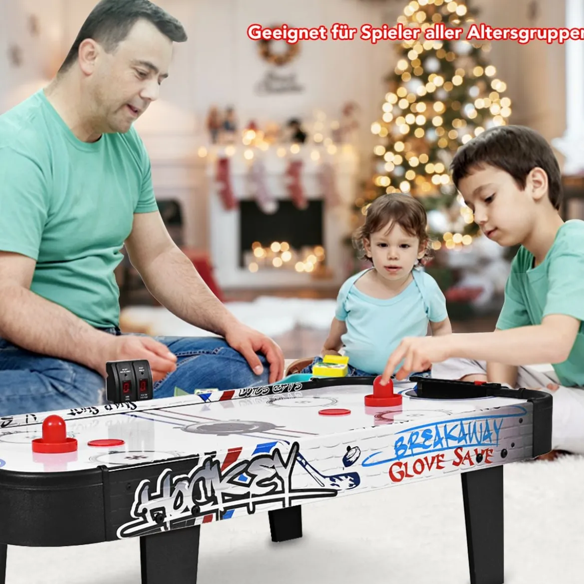 Air-Hockey-Set 42 Zoll Mini-Tisch für Air Hockey mit Elektronischem LED-Punktezähler
