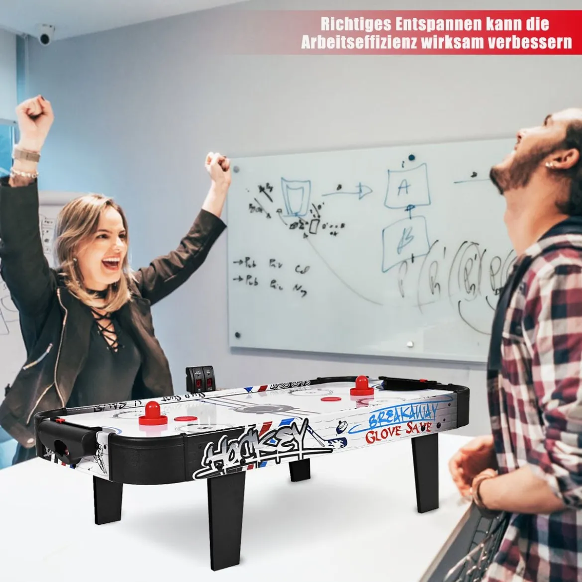 Air-Hockey-Set 42 Zoll Mini-Tisch für Air Hockey mit Elektronischem LED-Punktezähler