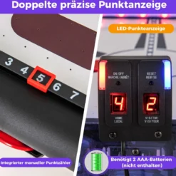 Airhockey-Tisch angetriebener Hockey Tisch mit 2 Schiebern & Pucks verstellbare Fußpolster Blau