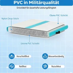 Airtrack Matte Aufblasbare Gymnastikmatte Tragbare Tumbling Matte mit Elektrischer Luftpumpe Grün + Grau