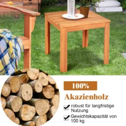 Akazienholz Beistelltisch mit Ölbehandelter Oberfläche Quadratischer & Robuster Kaffeetisch