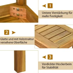 Akazienholz Outdoor-Bank Rustikale Holzbank 132 x 34 x 43,5 cm Teak