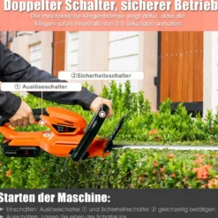 Akku Heckenschere Kabellos 20 V Elektrischer Heckenschneider 97 x 20 x 15 cm