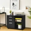 Aktenschrank mit 3 Schubladen Mobiler Büroschrank auf Rädern 81 x 41 x 66 cm Schwarz