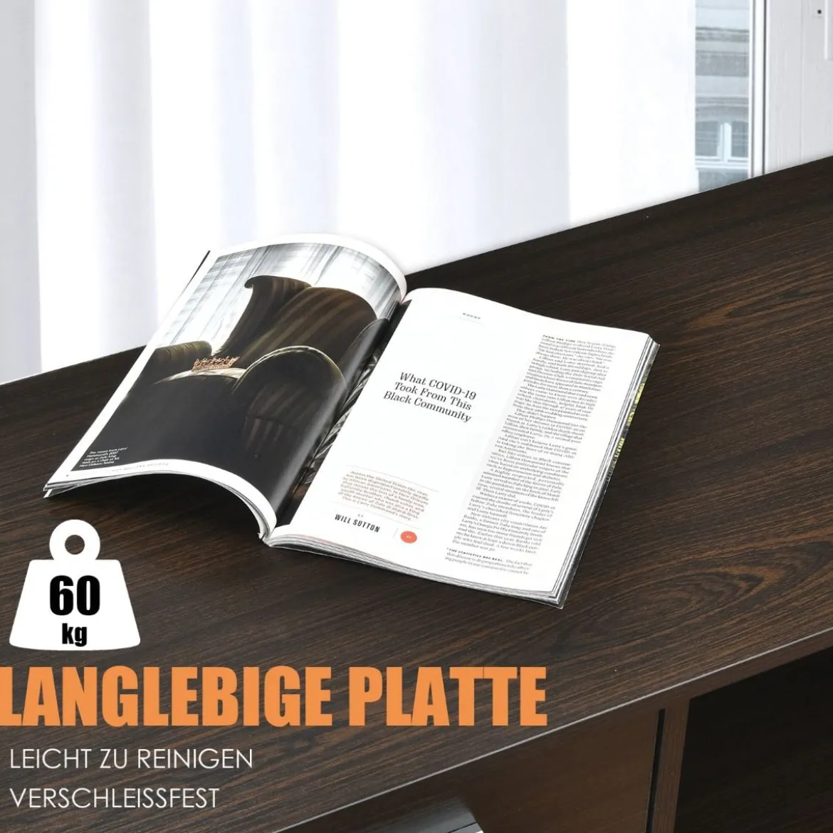 Aktenschrank mit 3 Schubladen Mobiler Büroschrank auf Rädern 81 x 41 x 66 cm Braun