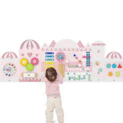 Aktivitätswand für Kleinkinder 11-in-1 Montessori Holz-Wandspielzeug für Bildung & frühkindliche Entwicklung Rosa