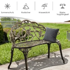Akzent-Gartenbank Outdoor Metallbank mit Rückenlehne 99 x 54 x 78,5 cm Bronze