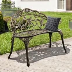 Akzent-Gartenbank Outdoor Metallbank mit Rückenlehne 99 x 54 x 78,5 cm Bronze